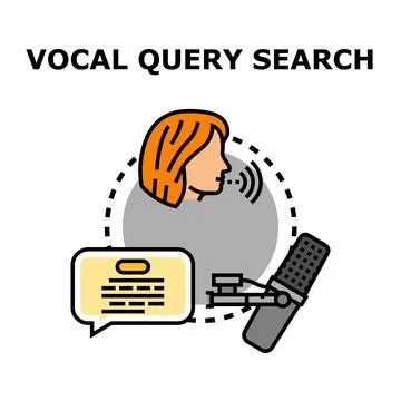 Vocal query search concept using voice assistant Stock Illustration