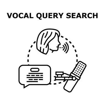 Vocal query search concept using voice assistant Stock Illustration
