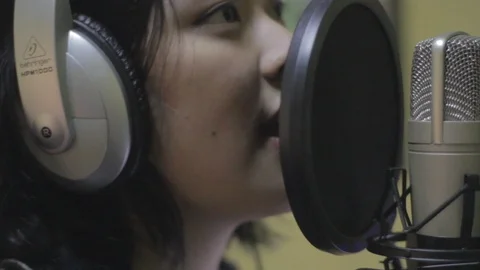 Vocal Recording Stock Footage 114732608