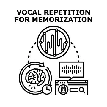 Vocal repetition and learning for memory improvement process Stock Illustration