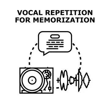 Vocal repetition for memorization and learning concept Stock Illustration