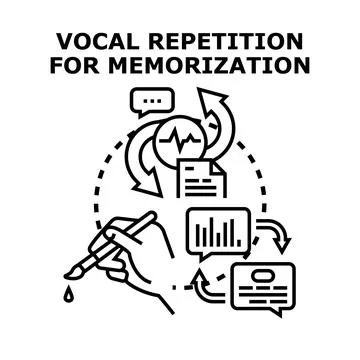 Vocal repetition for memorization and learning process Stock Illustration