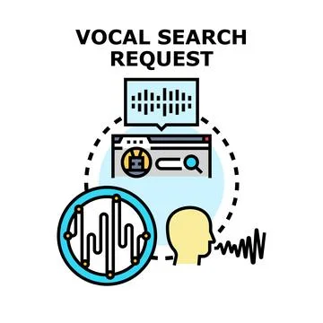 Vocal search request concept using voice recognition technology Stock Illustration