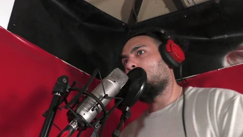 Vocalist on microphone. Stock Footage 114009457