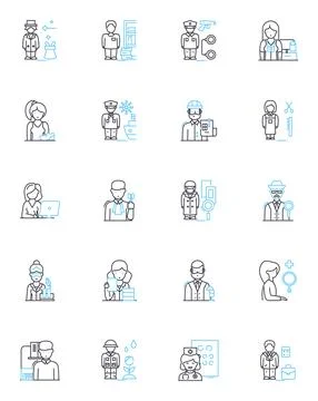 Vocation avenues linear icons set. Career, Profession, Occupation, Trade Stock Illustration