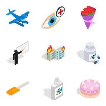Vocation icons set, isometric style Stock Illustration