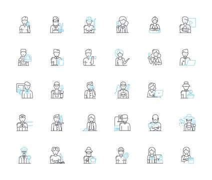 Vocation linear icons set. Calling, Mission, Purpose, Career, Passion, Talent Stockillustratie