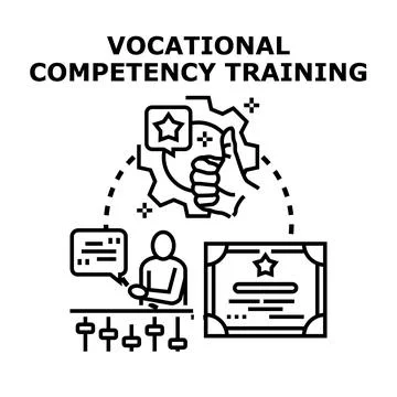 Vocational competency training achieving professional skill development Stock Illustration
