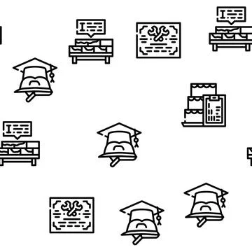 Vocational School Vector Seamless Pattern Stock Illustration