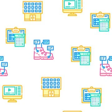 Vocational School Vector Seamless Pattern Stock Illustration