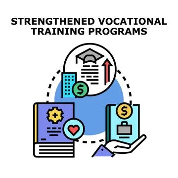 Vocational training programs strengthening career development and education Stock Illustration