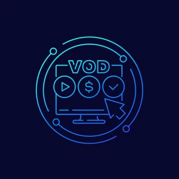 VOD, video on demand line vector icon Stock Illustration