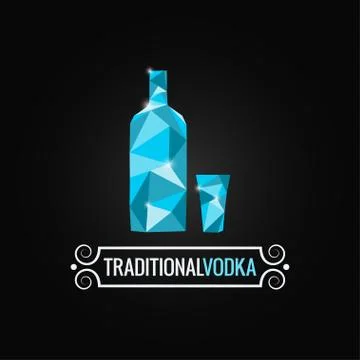 Vodka bottle poly design background Stock Illustration