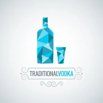 Vodka bottle poly design vector background Illustration