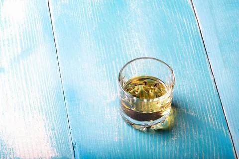 Vodka in a glass on the table Foto stock