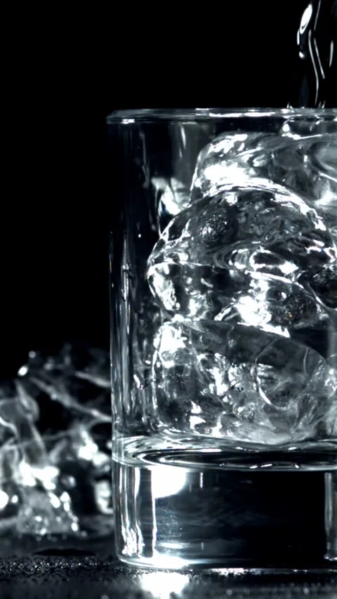 Vodka with ice. Filmed on a high-speed camera at 1000 fps Stock Footage 335362953