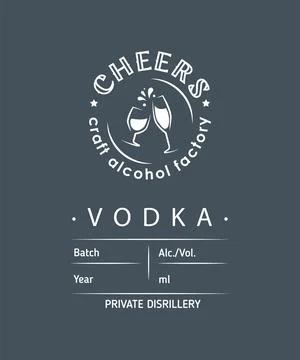 Vodka label design with ethnic elements in thin line style. Alcohol industry  Stock Illustration