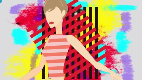 Vogue Dancer in Colorful Background:  Looping Stock Footage 147210754