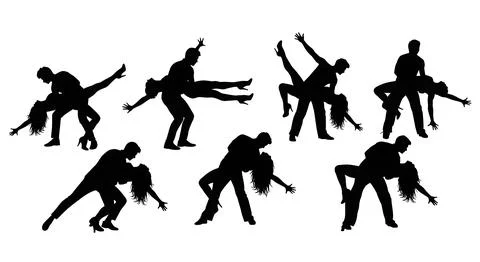 Vogue Death Drop Dance Pose Silhouettes Stock Illustration