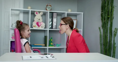 Voice Ability Problem Speaking Lesson Concept. Speech Language Therapist Video stock 194456607