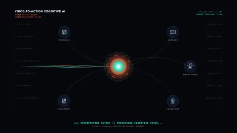 Voice to Action Cognitive Ai, Detecting Speech Patterns, Data Processing 스톡 동영상 341919549