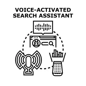 Voice activated intelligent search assistant technology concept Stock Illustration