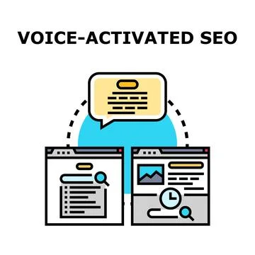 Voice activated search engine optimization concept Stock Illustration