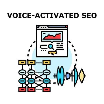 Voice activated search engine optimization concept Stock Illustration