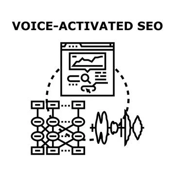 Voice activated search engine optimization concept Stock Illustration