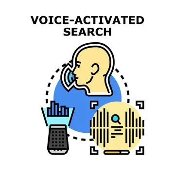 Voice activated smart search assistant technology processing information イラスト素材