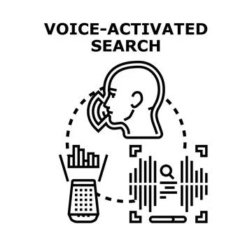 Voice activated smart search assistant technology processing information イラスト素材