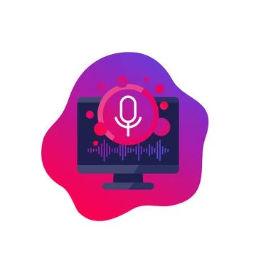 Voice and audio recognition software vector icon Illustrazione stock
