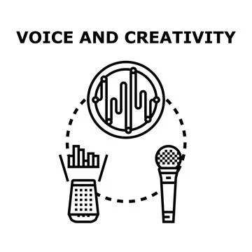 Voice and creativity concept with digital sound and microphone Stock Illustration