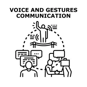 Voice and gestures communication concept vector illustration Stock Illustration