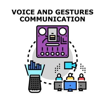 Voice and gestures communication concept vector illustration Stock Illustration