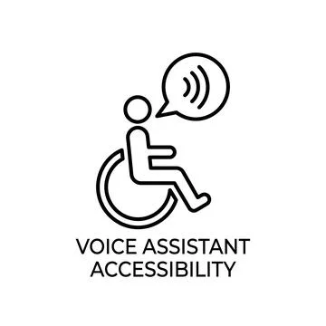 Voice assistant accessibility line icon disabled person using smart home te.. Stock Illustration