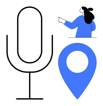 Voice Assistant and Navigation Concept with Person Pointing Stock Illustration