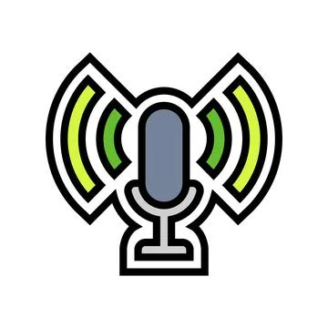 Voice assistant compatible color icon vector illustration 스톡 일러스트