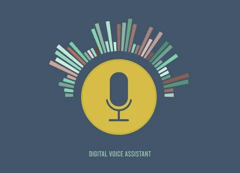 Voice assistant concept with microphone icon and sound wave design. Equalizer Stock Illustration