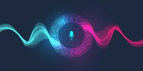 Voice assistant concept. Vector sound wave. Voice and sound recognition Illustrazione stock