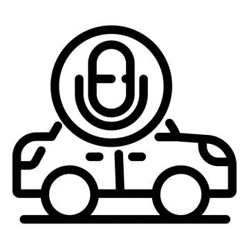 Voice assistant driverless car icon, outline style Stock Illustration