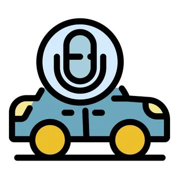 Voice assistant driverless car icon color outline vector Stock Illustration
