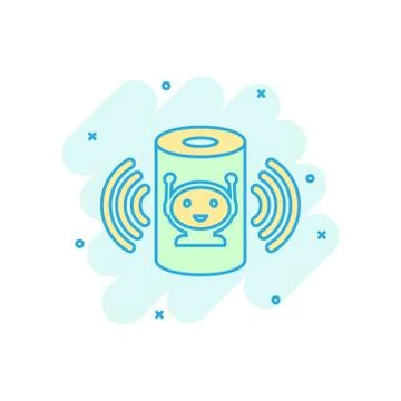 Voice assistant icon in comic style. Smart home assist vector cartoon illustr Stock Illustration