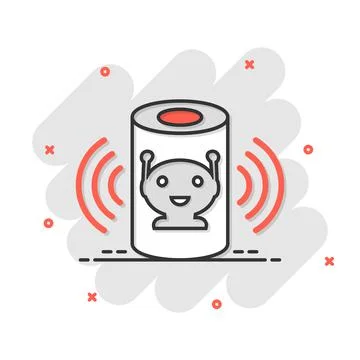 Voice assistant icon in comic style. Smart home assist vector cartoon illustr Stock Illustration