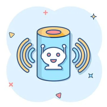 Voice assistant icon in comic style. Smart home assist vector cartoon illustr Stock Illustration