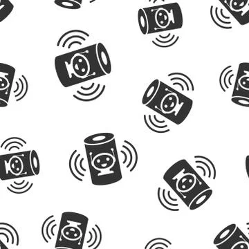 Voice assistant icon seamless pattern background. Smart home assist vector il Illustrazione stock