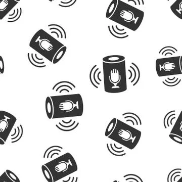 Voice assistant icon seamless pattern background. Smart home assist vector il Illustrazione stock