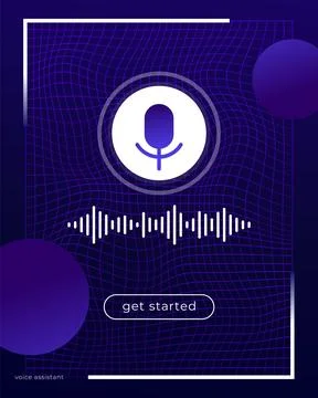 Voice assistant interface design, vector ui template Illustrazione stock