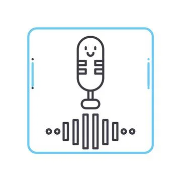 Voice assistant interface line icon, outline symbol, vector illustration Stock Illustration