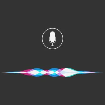 Voice assistant. Interface of a personal assistant. Microphone icon and sound 스톡 일러스트